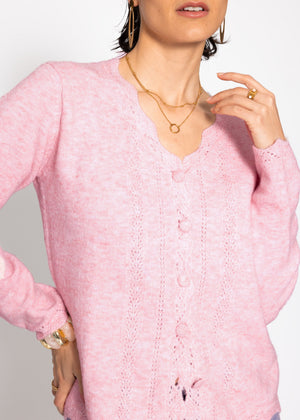 Pointelle Strickjacke - rosa