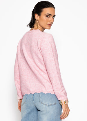 Pointelle Strickjacke - rosa