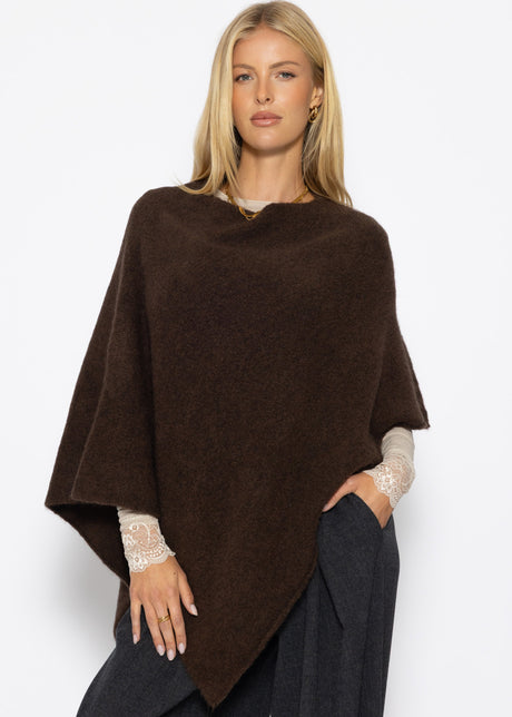 Poncho mit Wollanteil - braun