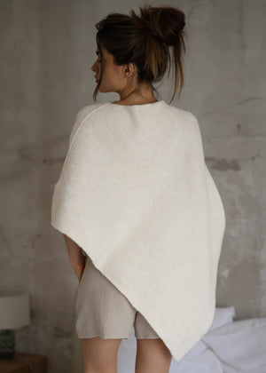 Poncho mit Wollanteil - offwhite