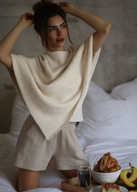 Poncho mit Wollanteil - offwhite