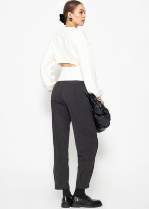 Sweater with balloon sleeves and back cut-out - off-white