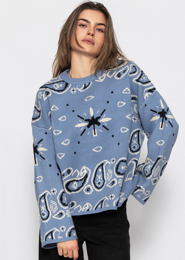 Pullover mit Bandana-Print - blau