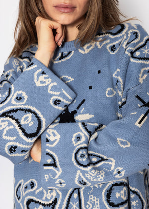 Pullover mit Bandana-Print - blau