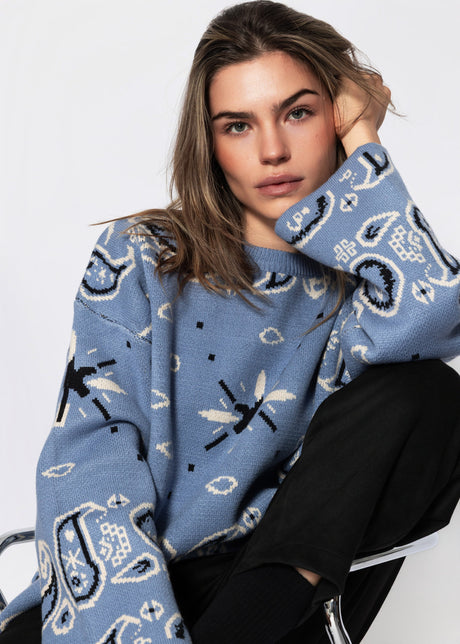 Pullover mit Bandana-Print - blau von SASSYCLASSY