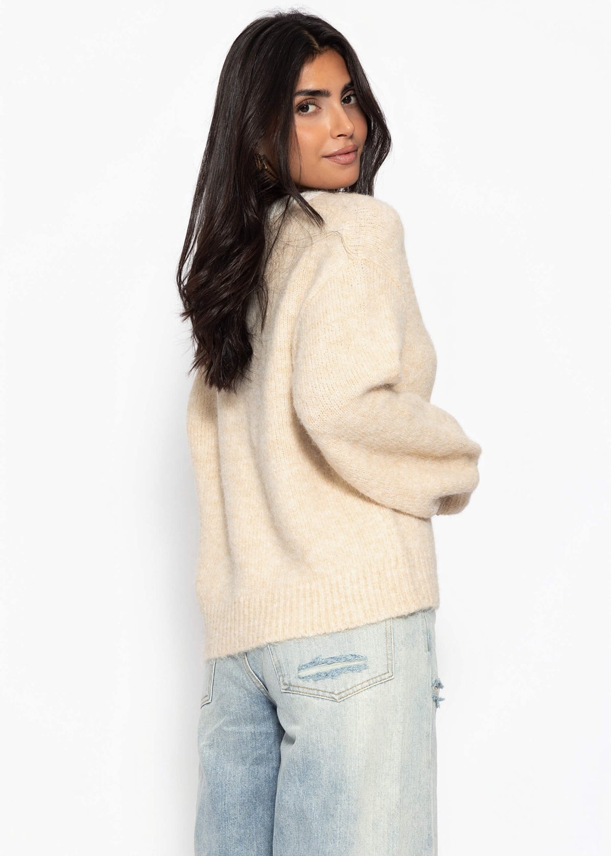 Pullover mit Blende - beige