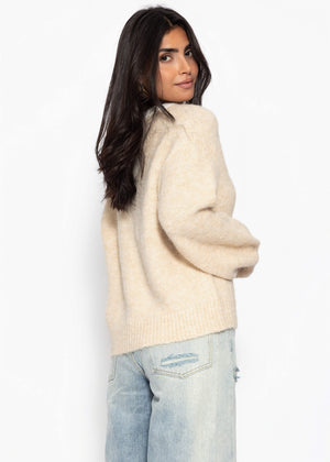 Pullover mit Blende - beige