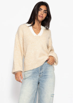 Pullover mit Blende - beige
