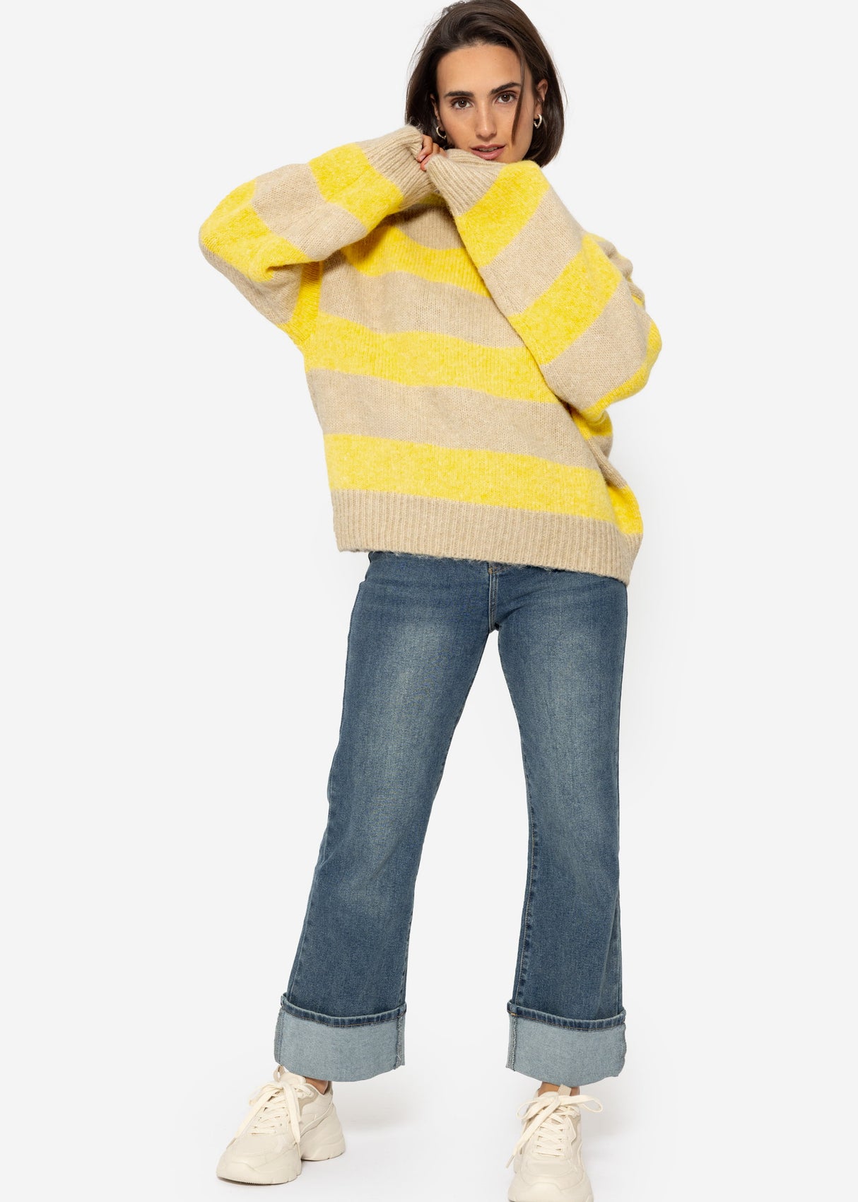 Sweater with block stripes - yellow-beige