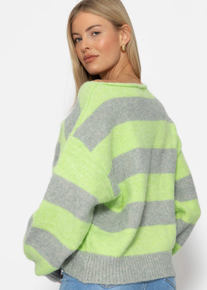 Sweater with block stripes - green-grey