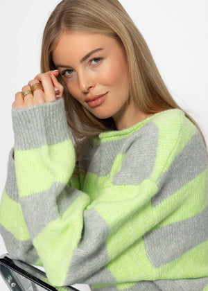 Sweater with block stripes - green-grey