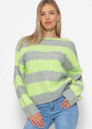 Sweater with block stripes - green-grey
