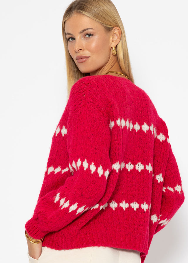 Jumper with abstract striped pattern - pink