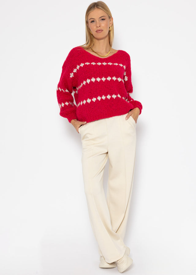 Jumper with abstract striped pattern - pink