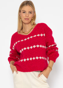 Sweater with fantasy stripe pattern - pink