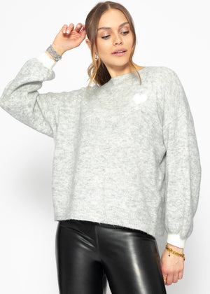 Sweater with heart - light grey