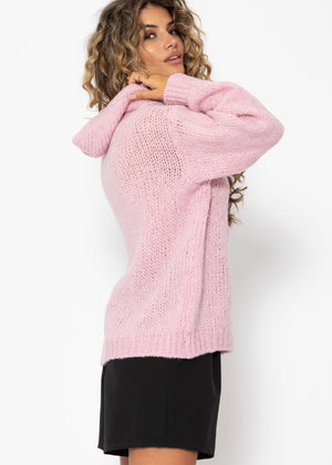 Sweater with hoodie - pink