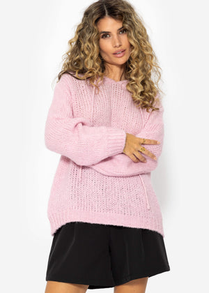 Sweater with hoodie - pink