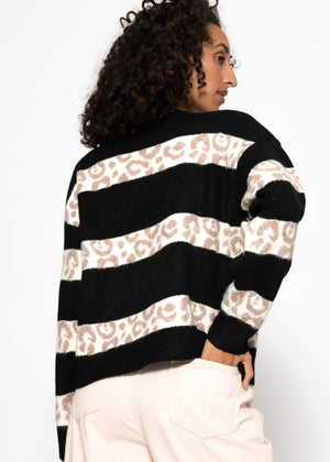 Sweater with Leo stripes-black-off-white