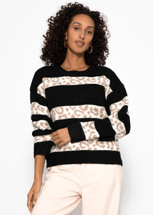 Sweater with Leo stripes-black-off-white