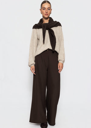 Pullover mit Perlendetails - beige