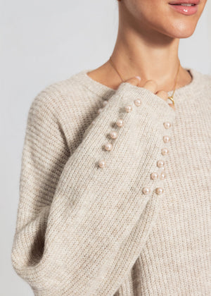 Pullover mit Perlendetails - beige