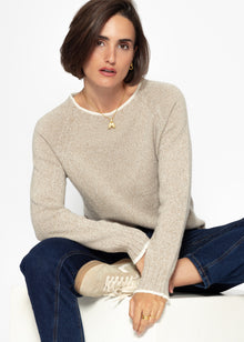 Pullover mit Raglanärmeln und Kontrastdetails - beige