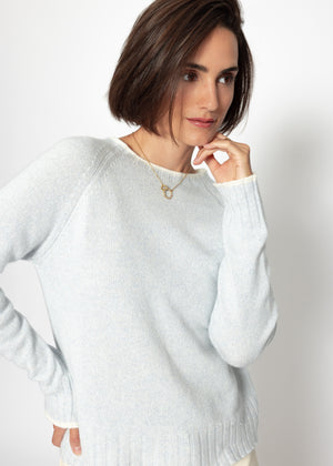 Pullover mit Raglanärmeln und Kontrastdetails - hellblau