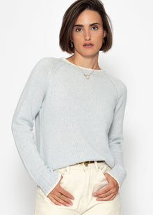 Pullover mit Raglanärmeln und Kontrastdetails - hellblau