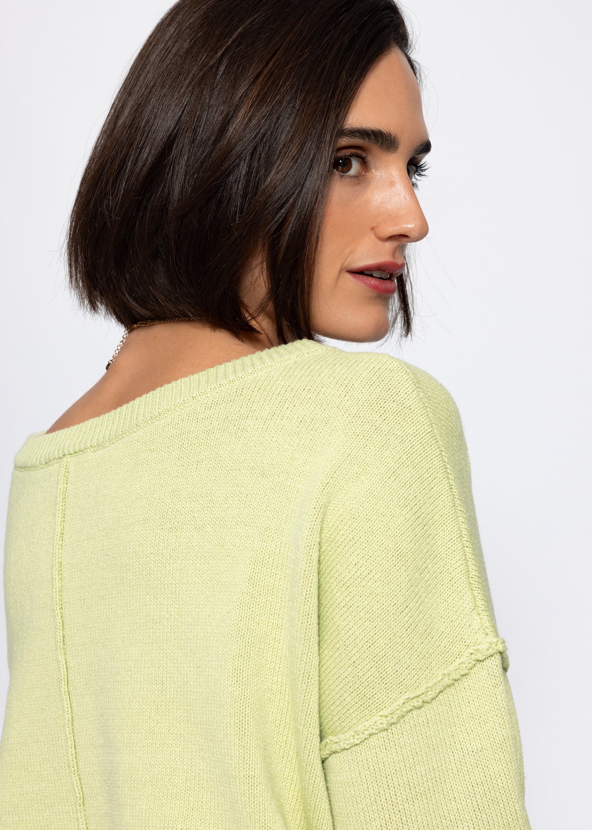 Sweater with back seam - light green