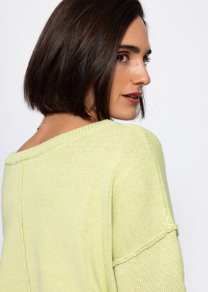 Sweater with back seam - light green