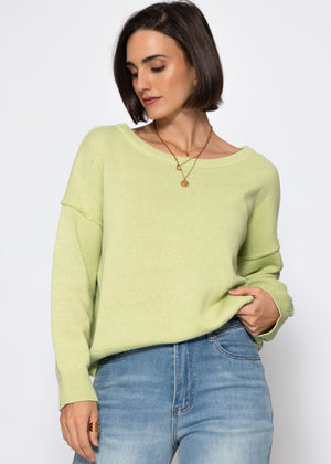 Sweater with back seam - light green