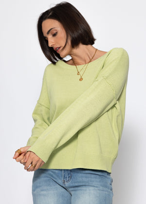Sweater with back seam - light green