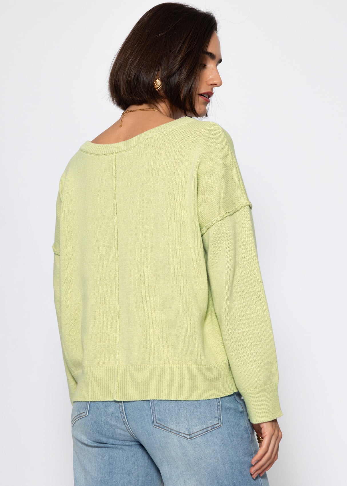 Sweater with back seam - light green
