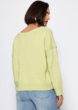 Sweater with back seam - light green