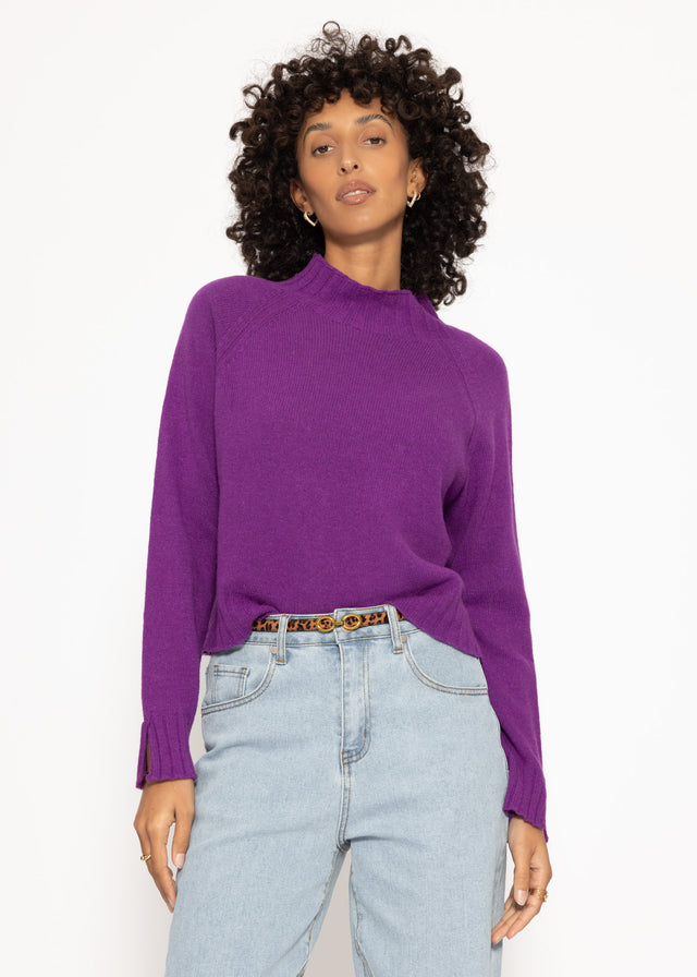 Pullover mit Stehkragen und Ärmelschlitzen - lila