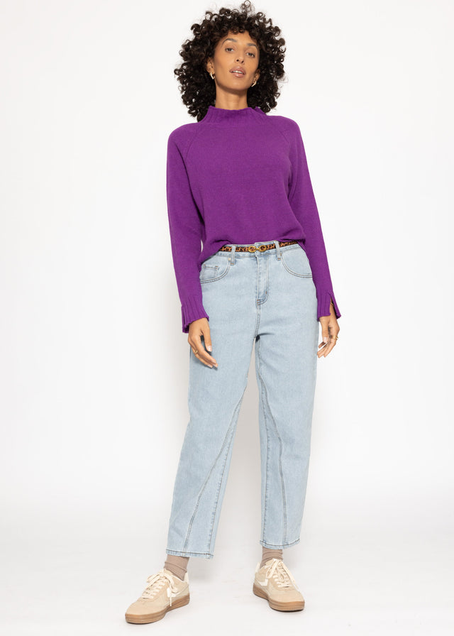Pullover mit Stehkragen und Ärmelschlitzen - lila