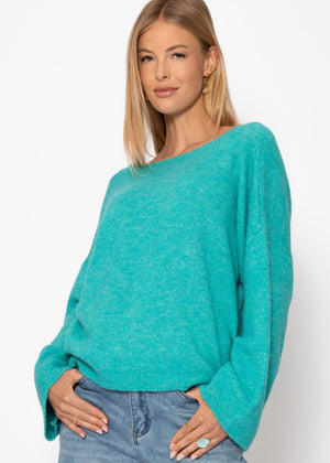 Pullover mit tiefem Rückenausschnitt - türkis