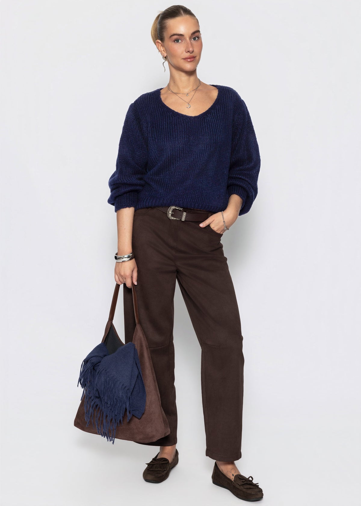 Pullover mit V-Ausschnitt - dunkelblau
