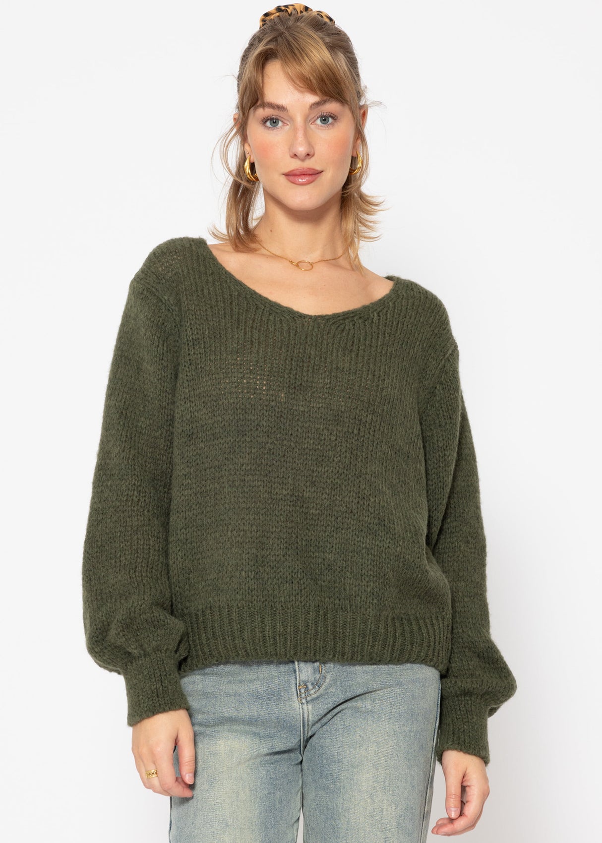 V-neck sweater - dark green
