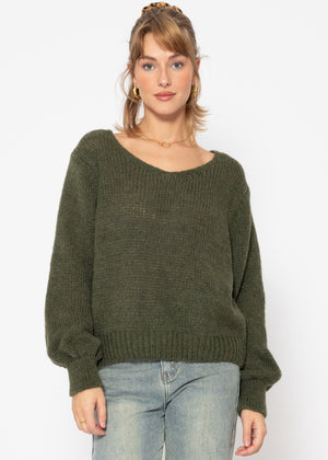 V-neck sweater - dark green