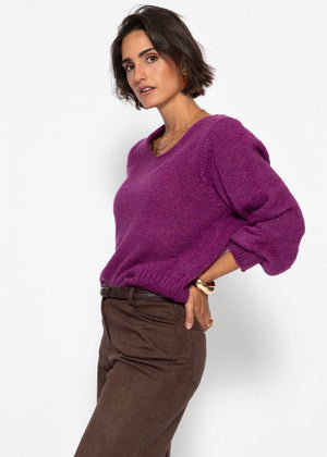 Pullover mit V-Ausschnitt - mauve