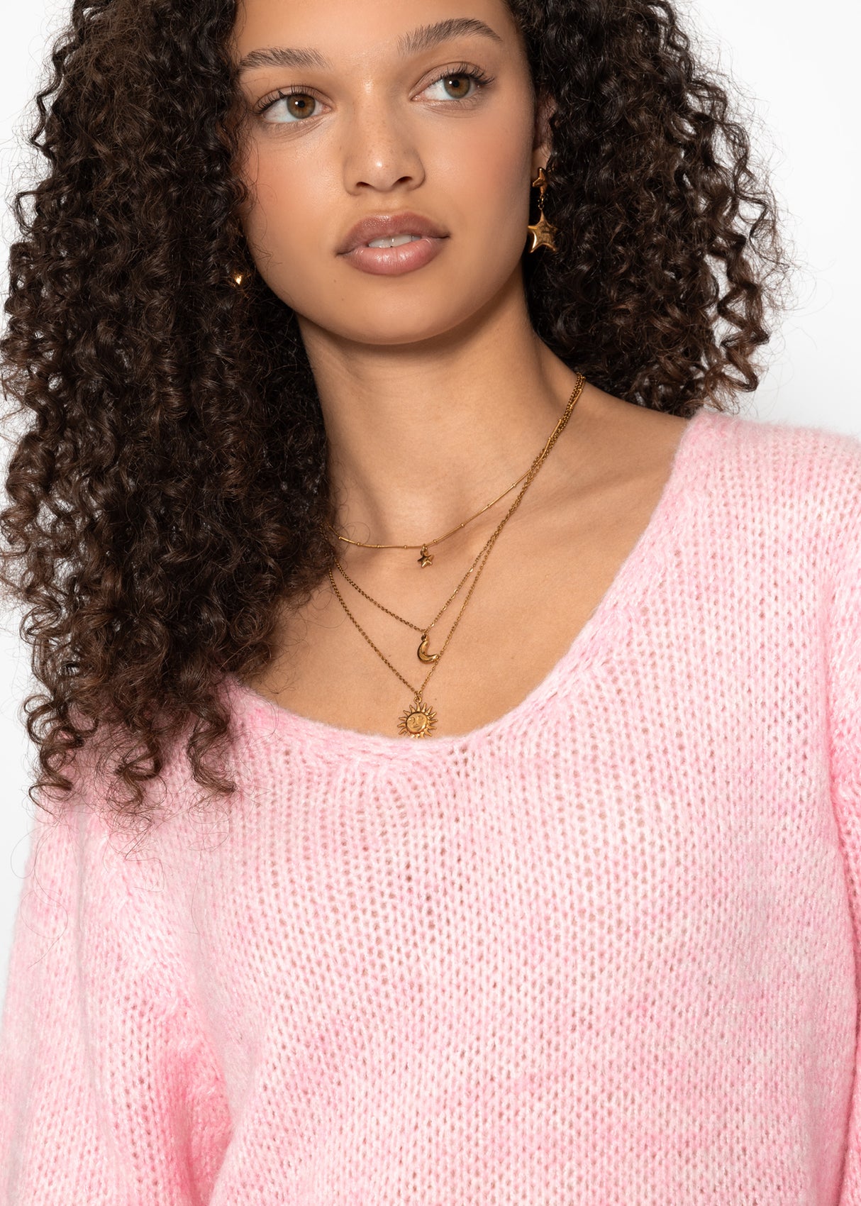 Pullover mit V-Ausschnitt - rosa