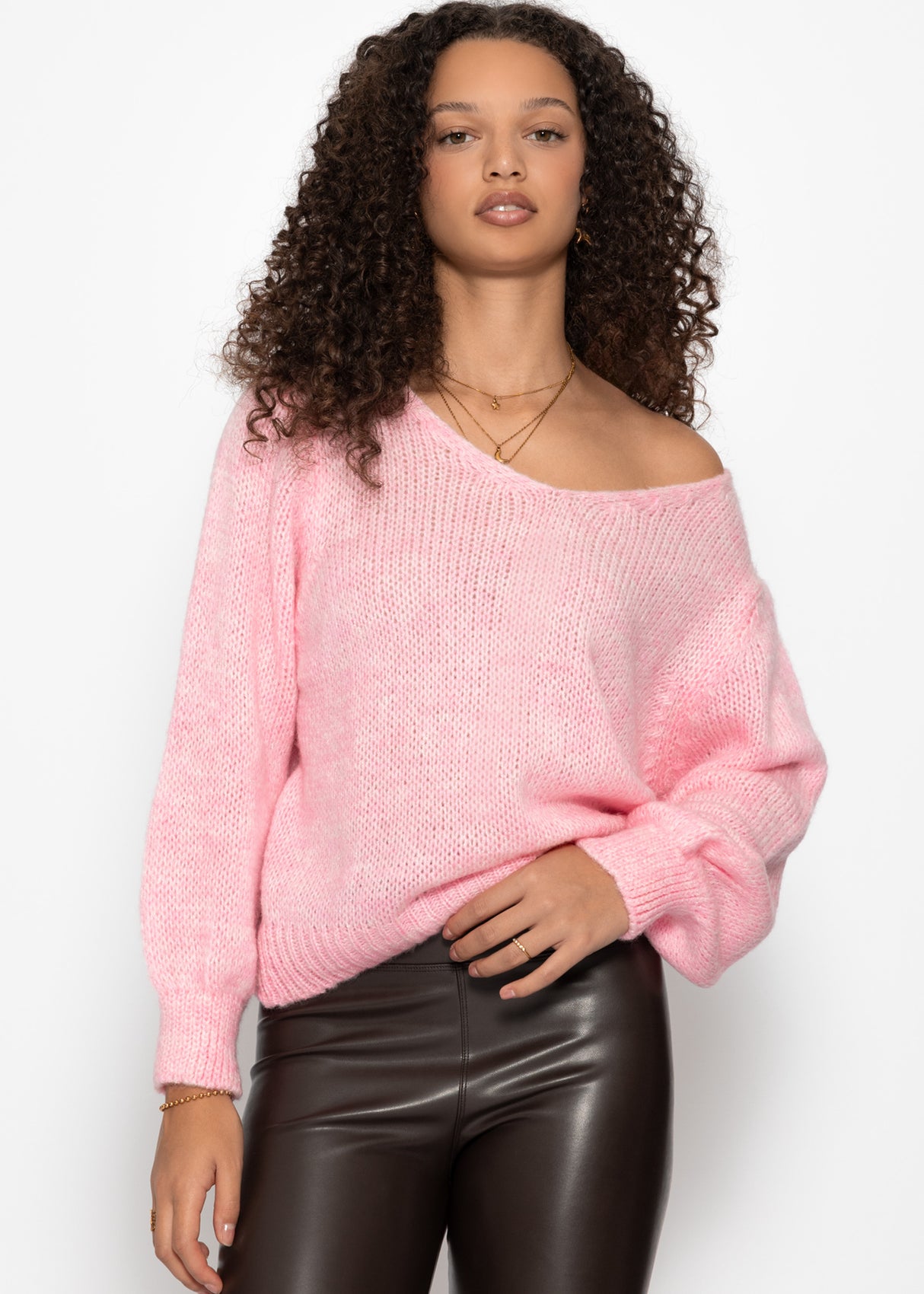 Pullover mit V-Ausschnitt - rosa