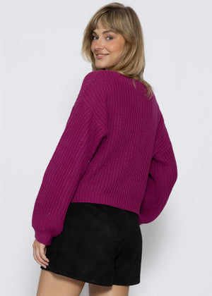 Pullover mit Wickeloptik - beere