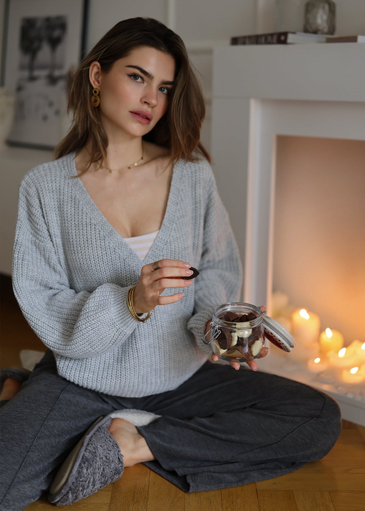 Pullover mit Wickeloptik - hellgrau
