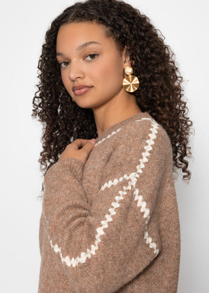 Pullover mit Ziernähten - braun