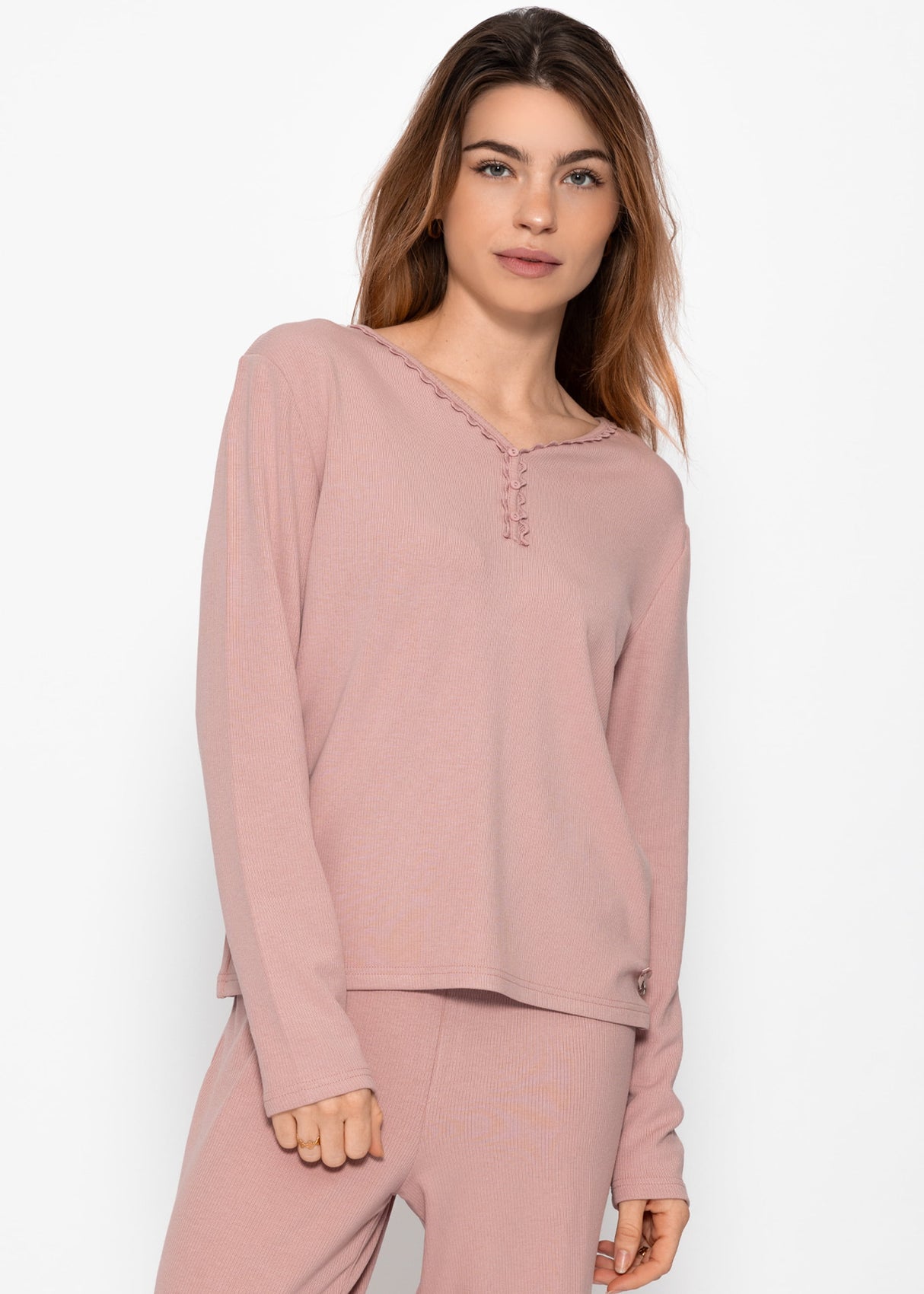Long-sleeved pajama shirt - pink