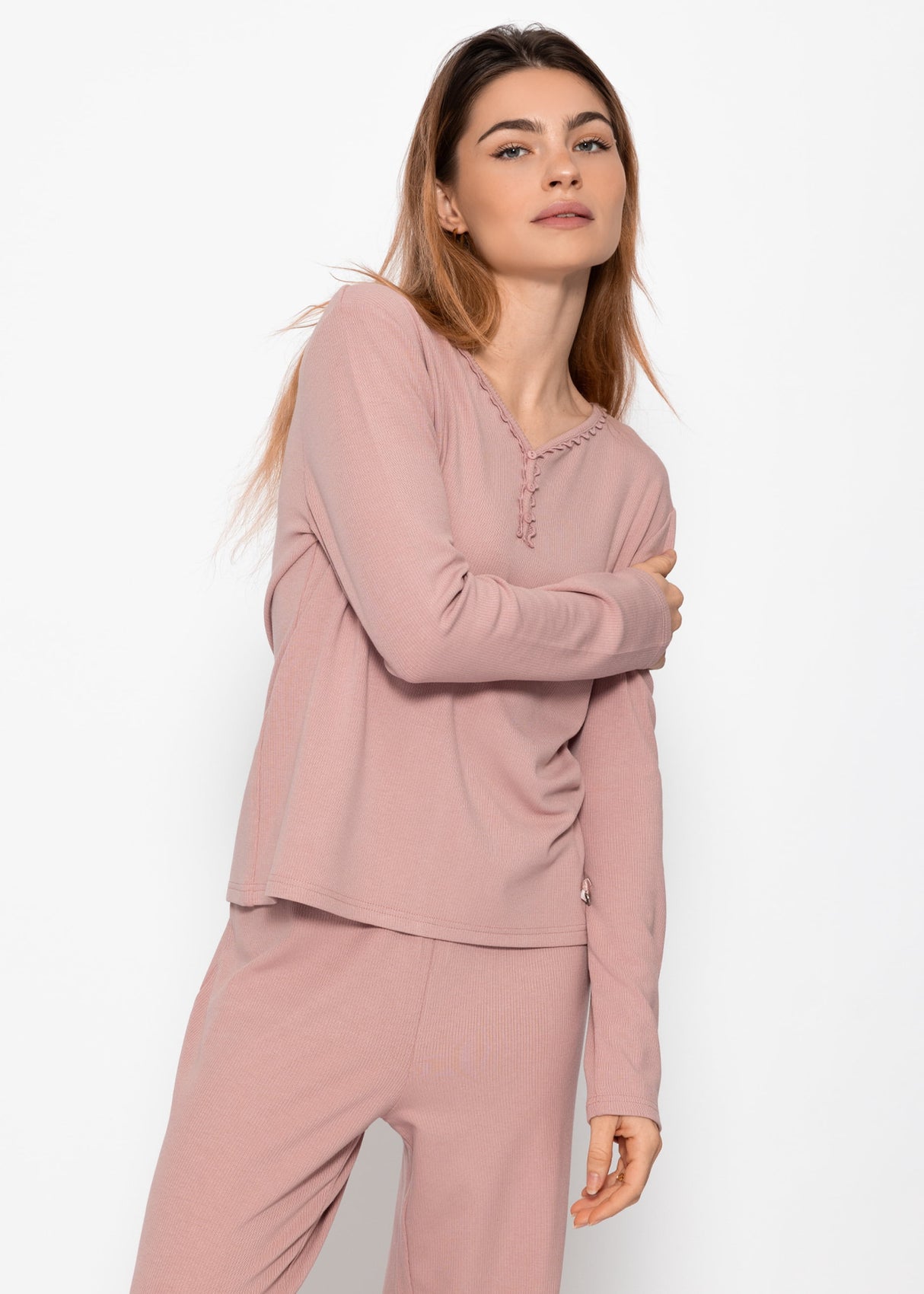 Long-sleeved pajama shirt - pink