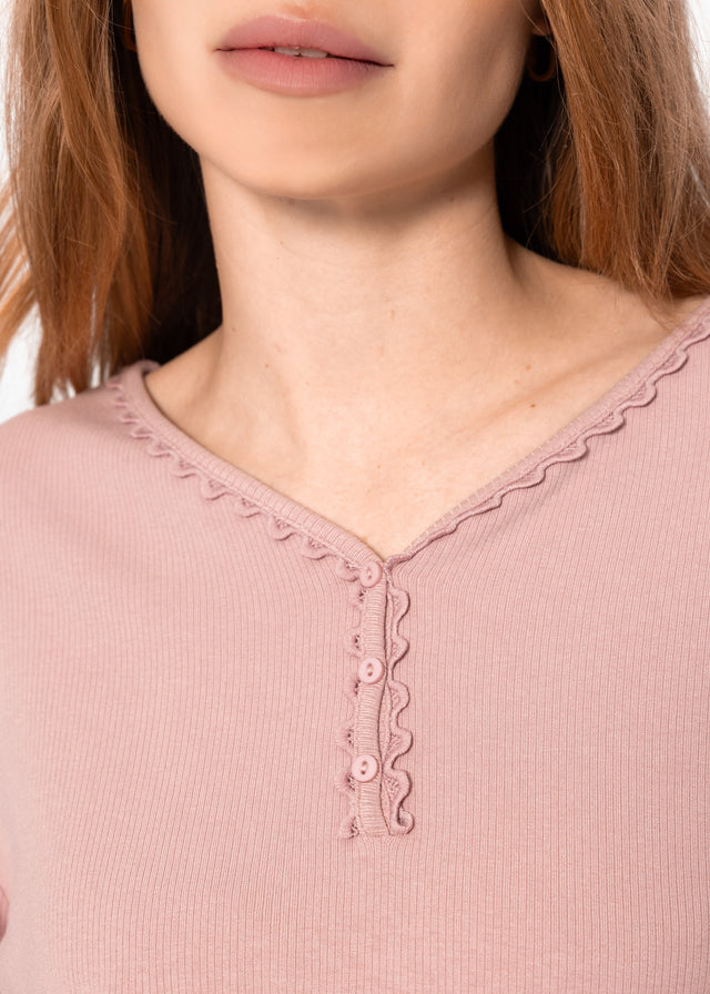 Pyjamashirt Langarm - rosa